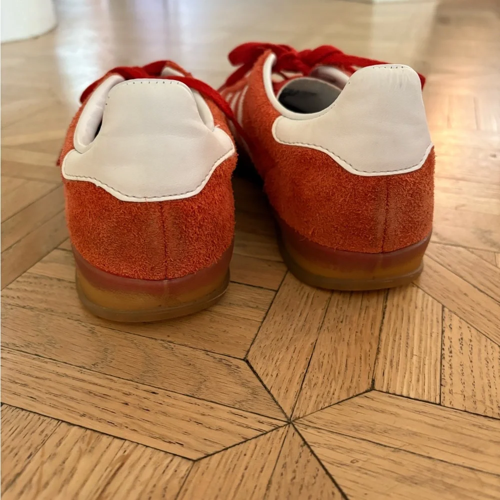 adidas Gazelle Suede Sneakers in red/Orange with White Stripes - Picture 5 of 6